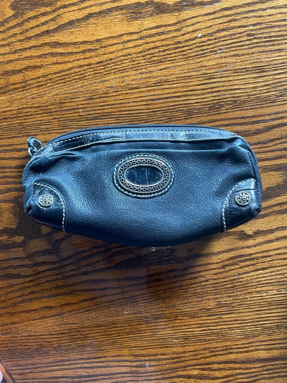 Brighton Lined Cosmetic Makeup Brush Leather Pouch Bag